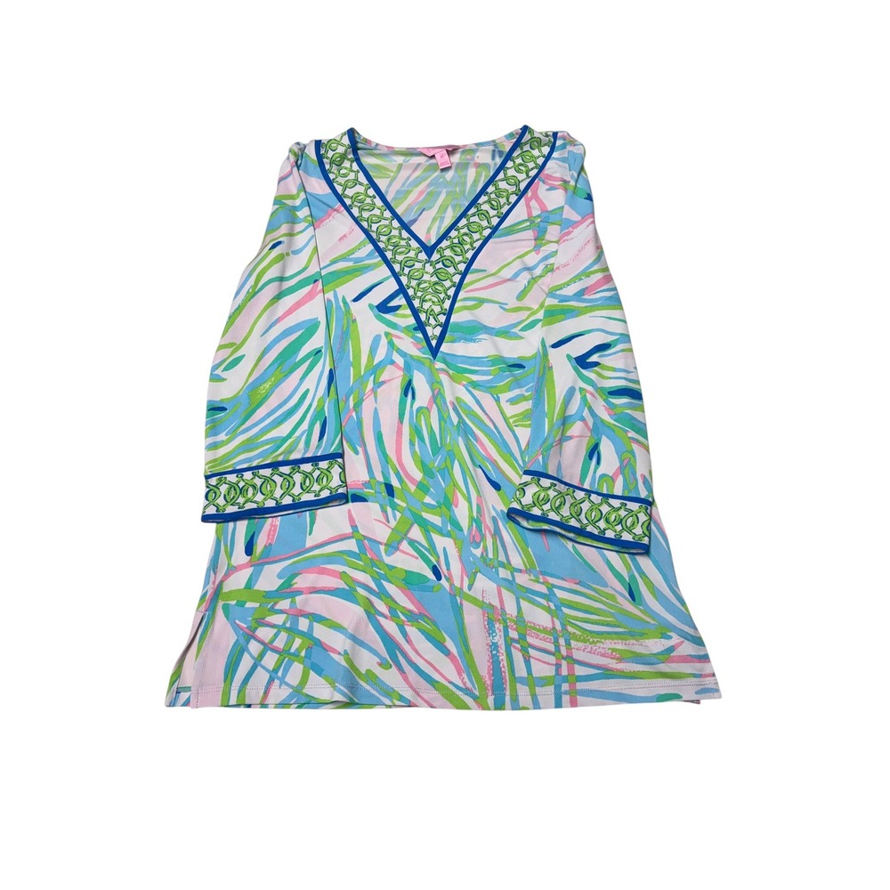 Lilly Pulitzer XS Sophie Tunic Dress Chilly Lilly UPF‎ 50 Blue Green Pink Womens
